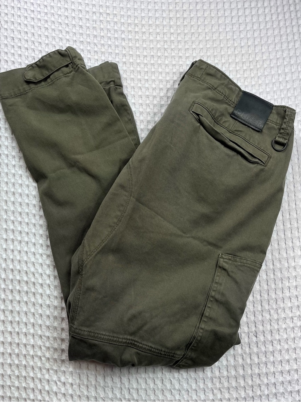 DU/ER Men’s 36x32 Olive Green Cargo Pants Stretch Utility Tapered